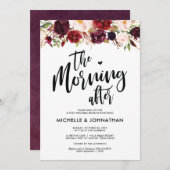 ワインレッドの花の結婚式後ブランチ招待状 招待状 (正面/裏面)