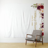ワインレッドの花の結婚式背景写真ブース小道具 タペストリー (インサイチュ(横))
