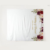 ワインレッドの花の結婚式背景写真ブース小道具 タペストリー (正面(横))