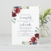 ワインレッドの花の結婚記念日パーティー 招待状 (スタンド正面)