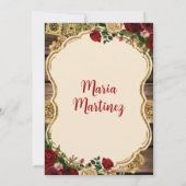 ワインレッドの花の3歳誕生日プレゼント 招待状 (裏面)