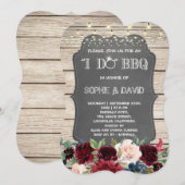 ワインレッドの花のI DO BBQチョークバーンバーンフェス,I DO BBQ 招待状 (正面/裏面)