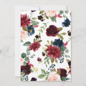 ワインレッドの花をあしらったエレガントでラスティックな結婚式の仲人になって 招待状 (裏面)