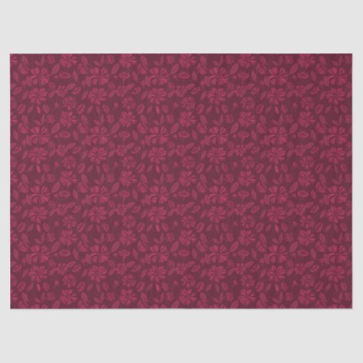 ワインレッドの花をあしらったクラシックなデザイン 薄葉紙 (正面)