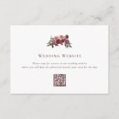 ワインレッドの花をあしらった結婚式のウェブサイト案内カード エンクロージャーカード (正面)