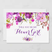 ワインレッドの花を飾ったフラワーガールカードにしてくれませんか 招待状 (正面)