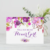 ワインレッドの花を飾ったフラワーガールカードにしますか？ 招待状 (スタンド正面)