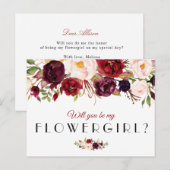 ワインレッドの花嫁の花を運ぶ女の子のカードになりますか インビテーションポストカード (正面/裏面)