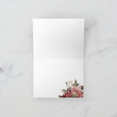 ワインレッドの花束を折り畳んだ感謝のカード サンキューカード (内部)