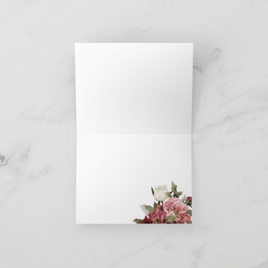 ワインレッドの花束を折り畳んだ感謝のカード サンキューカード (内部)