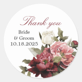 ワインレッドの花束 感謝の輪 ステッカー