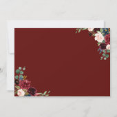 ワインレッドの花束 | 結婚式のリハーサルディナー 招待状 (裏面)
