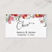 ワインレッドの花柄のドリンクチケットの封筒です。 エンクロージャーカード (裏面)