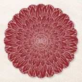 ワインレッドの花柄のボタニカルベアラ ペーパーコースター (正面)