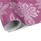 ワインレッドの花柄レース ブライダルシャワー ラッピングペーパー (ロールコーナー)