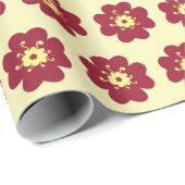 ワインレッドの花柄 ラッピングペーパー (ロールコーナー)