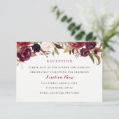 ワインレッドの花柄 秋の結婚式 披露宴 招待カード エンクロージャーカード (スタンド正面)
