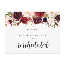 ワインレッドの花模様、ブラック、結婚前お祝い延期