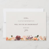 ワインレッドの花模様 | ベージュの花嫁のプロポーズカード 招待状 (裏面)