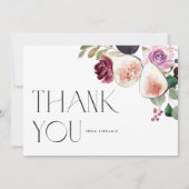 ワインレッドの花、イチジク、ベリーのボタニカルアート サンキューカード (正面)