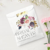 ワインレッドの花、イチジク、ベリーの秋の花イラスト ブライダルシャワー フェイバーバッグ (封をした状態)