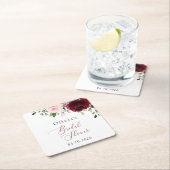 ワインレッドの花、ピンクの花、ブライズシャワー スクエアペーパーコースター (インサイチュ)