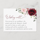 ワインレッドの花、ピンクの花、ボヘミア、願い事の井戸 エンクロージャーカード (正面)