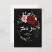 ワインレッドの花 ブラック サンクス サンキューカード (正面/裏面)