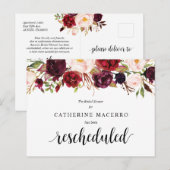 ワインレッドの花、ブラック、結婚前お祝い延期 ポストカード (正面/裏面)