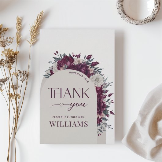 ワインレッドの花　愛が咲く　ありがとう サンキューカード