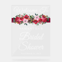 ワインレッドの花 秋のブライダルシャワー ウェルカム