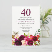 ワインレッドの花 40周年結婚記念日 招待状 (スタンド正面)