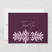 ワインレッドの葉のブライダルシャワーの感謝カード サンキューカード (正面)