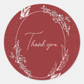 ワインレッドの蝶のカード ラウンドシール (正面)