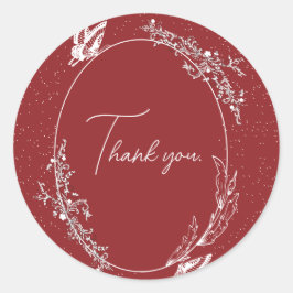 ワインレッドの蝶のカード ラウンドシール