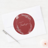 ワインレッドの蝶のカード ラウンドシール (封筒)