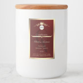 ワインレッドの製品ラベル　ゴールドフレームロゴ　モノグラム フードラベル (正面)