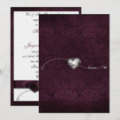 ワインレッドの豪華さ 招待状 (正面/裏面)