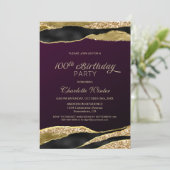 ワインレッドの輝き 100歳の誕生日パーティー 招待状 (スタンド正面)