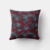 ワインレッドの青い緑の花 クッション (裏面)