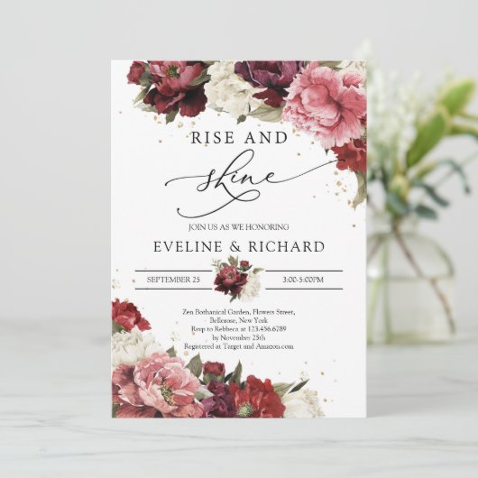 ワインレッドの頬染めのような淡い紫の芍薬が輝きとともに咲き誇れ 招待状 (スタンド正面)