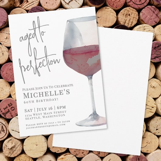ワインレッドの６０歳の誕生日パーティー 招待状