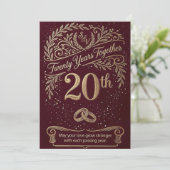 ワインレッドの20周年記念カード 招待状 (スタンド正面)