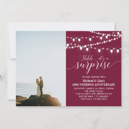 ワインレッドの40周年記念写真ウェディング 招待状