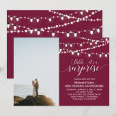 ワインレッドの40周年記念写真ウェディング 招待状 (正面/裏面)
