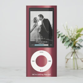 ワインレッドのMP3ミュージックプレーヤー ウェディング 招待状