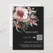 *~* ワインレッドのQRコード  AR15  花柄  ローズ  結婚式  返信お願いします 招待状 (裏面)