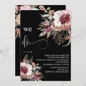 *~* ワインレッドのQRコード  AR15  花柄  ローズ  結婚式  返信お願いします 招待状 (正面/裏面)