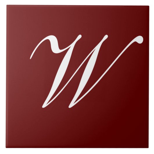 ワインレッドのWモノグラムイニシャル タイル (正面)