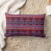 ワインレッドアステカトライバルパターン ランバークッション (ブランケット)